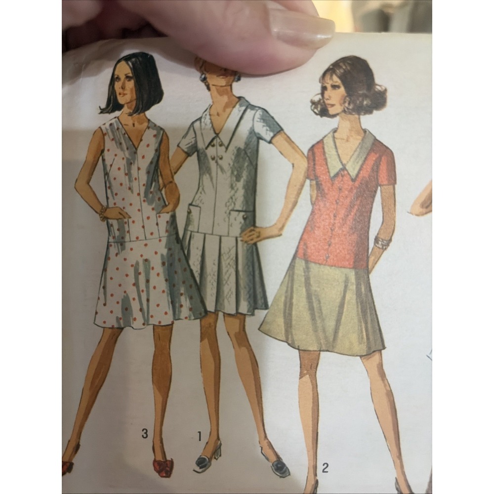 Vtg 60's Simplicity 8188 LONG TORSO DRESS PLEATED SKIRT Sewing Pattern Women 14 - Picture 2 of 5